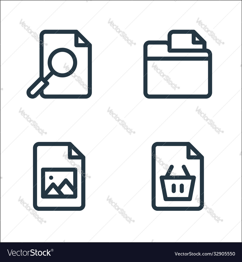 Document and files line icons linear set quality vector image Document and files line icons linear set quality