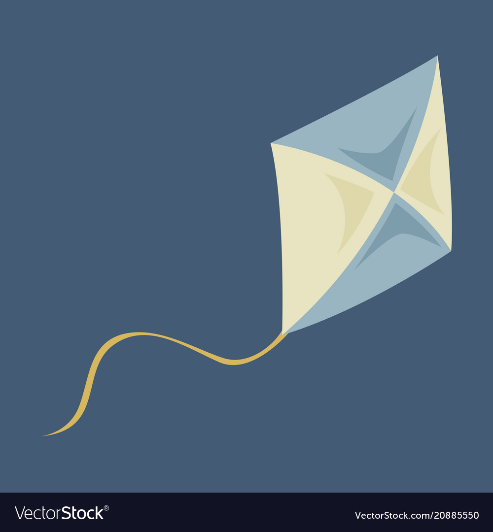 Fly kite with string and shadow on child toy