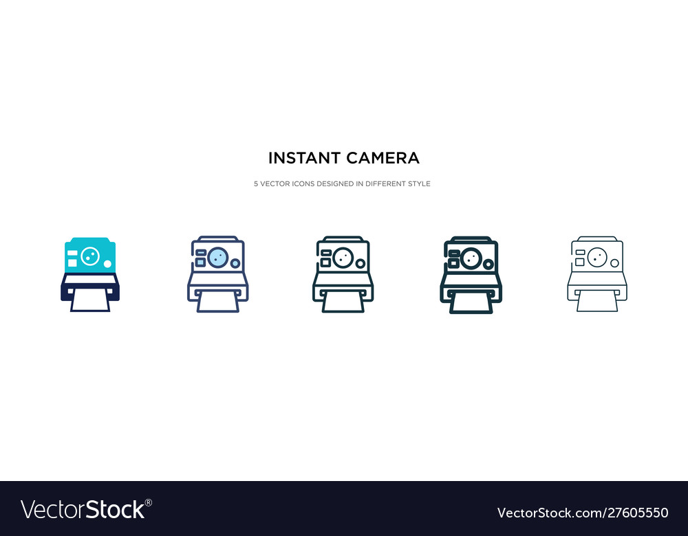 Instant camera icon in different style two vector image Instant camera icon in different style two