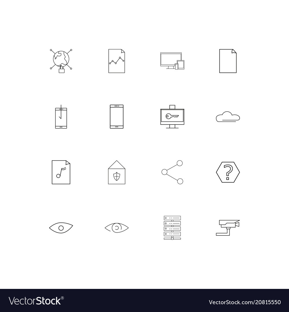 Internet technologies linear thin icons set