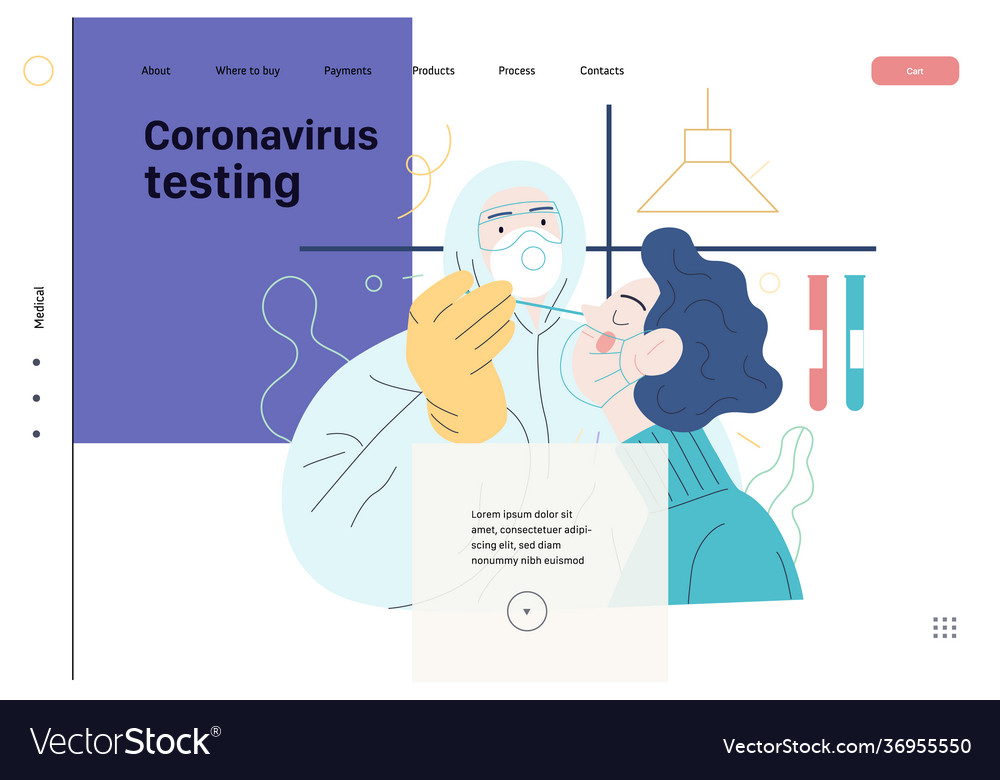 Medical tests web page template - testing vector image Medical tests web page template - testing