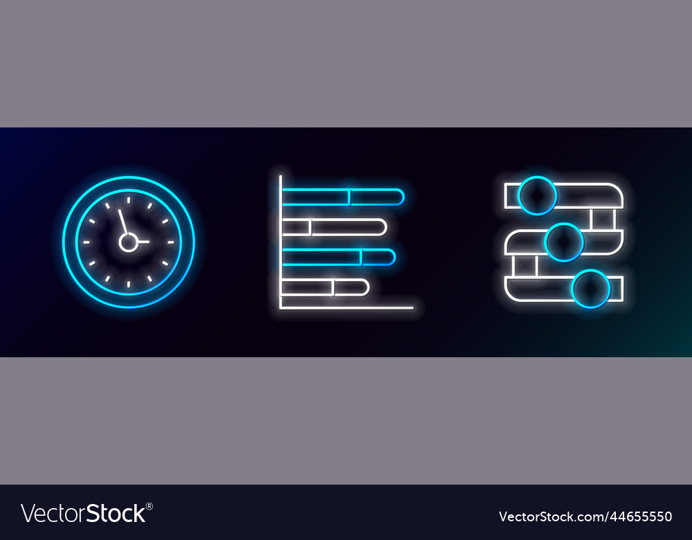 Set line graph chart diagram clock and pie vector image Set line graph chart diagram clock and pie