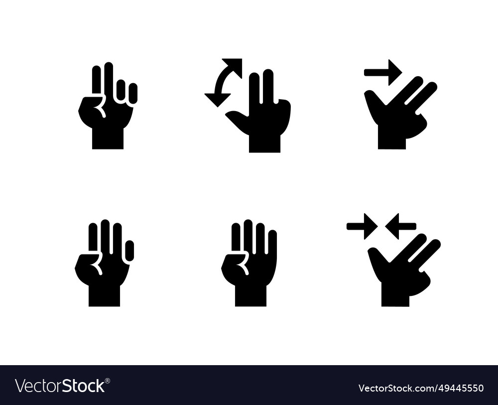 Simple set of hand gestures related solid icons