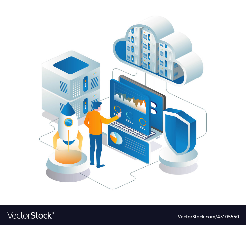 Startup web developer isometric vector image Startup web developer isometric
