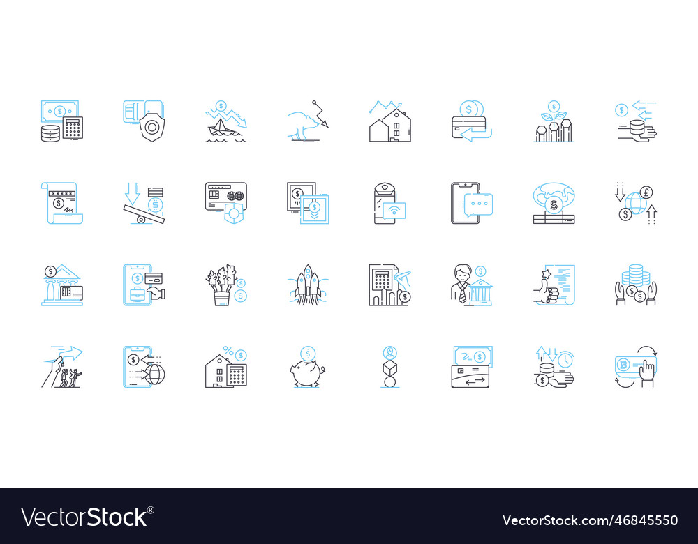 Wealth solutions linear icons set investments Vector Image