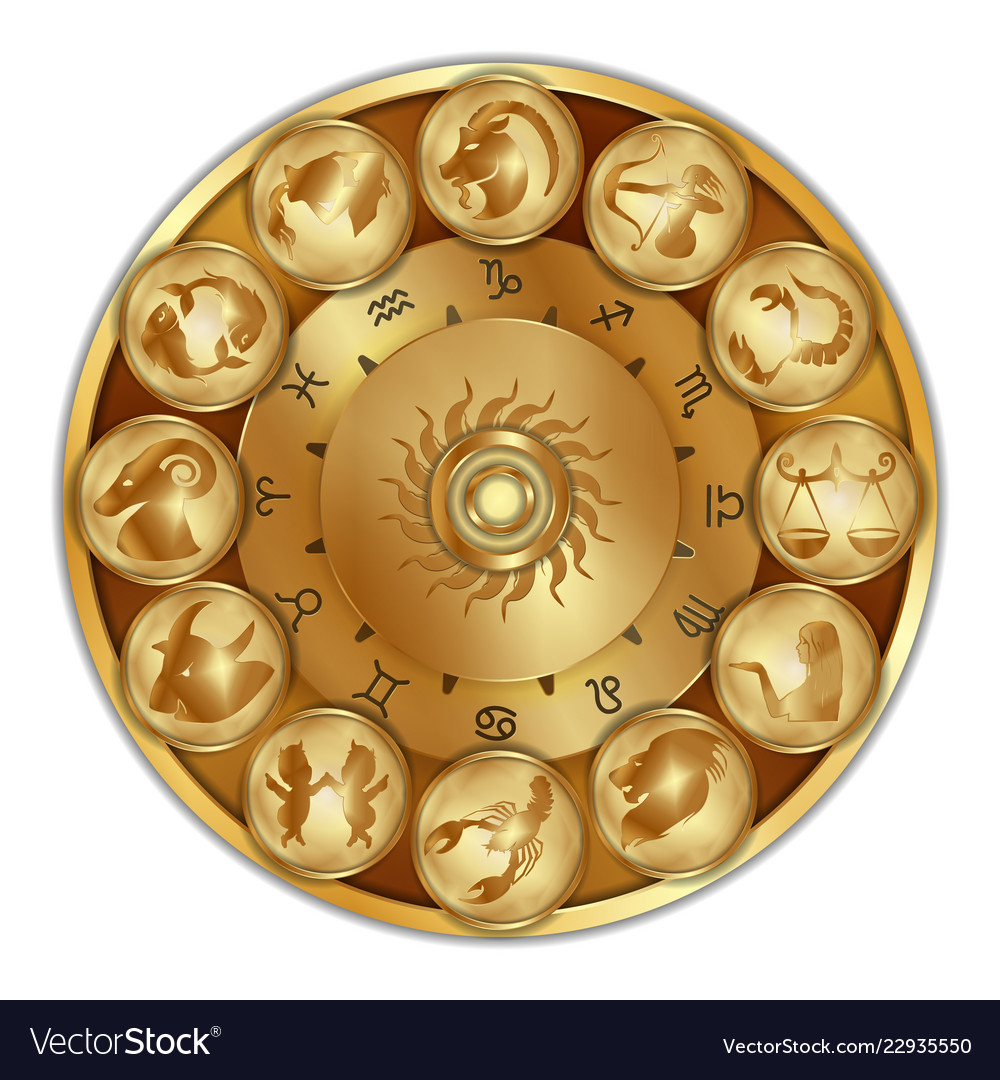 Zodiac signs on a gold disk