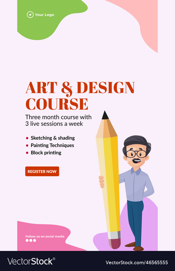 Art and design course portrait template royalty free vector