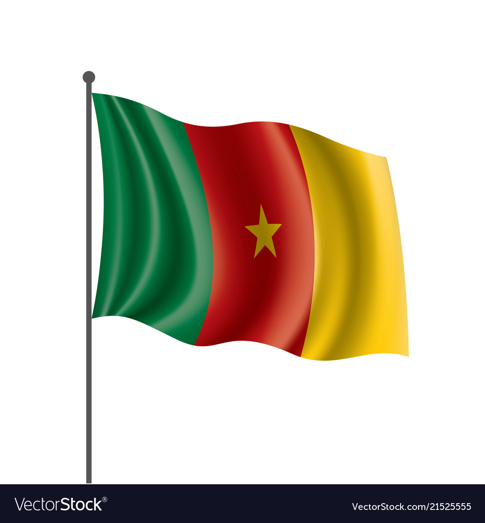 Cameroon flag on a white