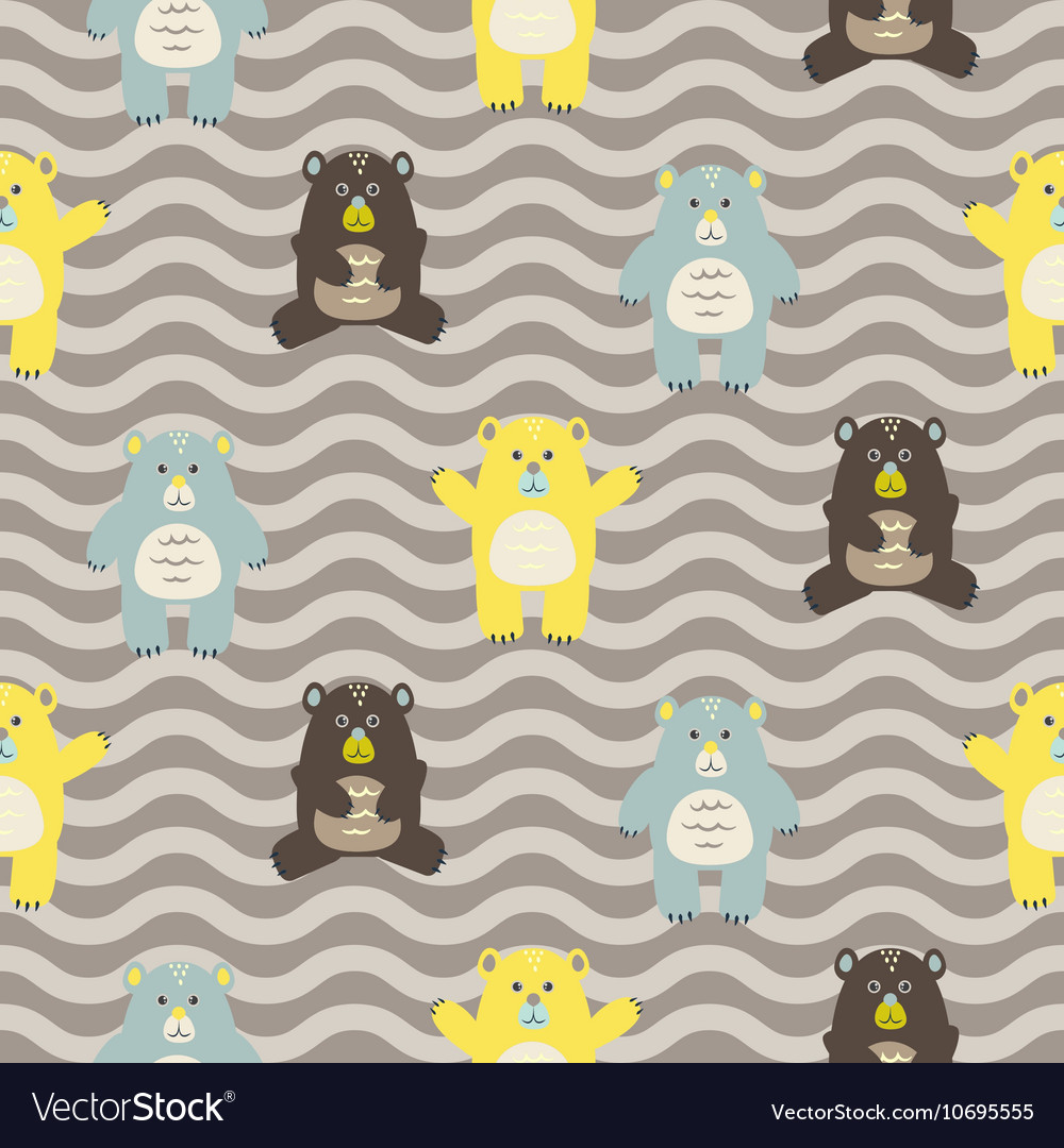 Cartoon fun bears seamless brown zigzag pattern Vector Image Cartoon fun bears seamless brown zigzag pattern Vector Image