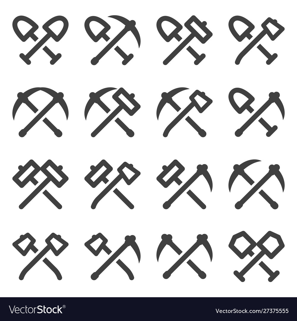 Crossed Tools Icon Set - Minimalist
