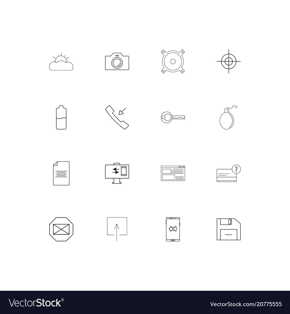 Interface linear thin icons set outlined simple