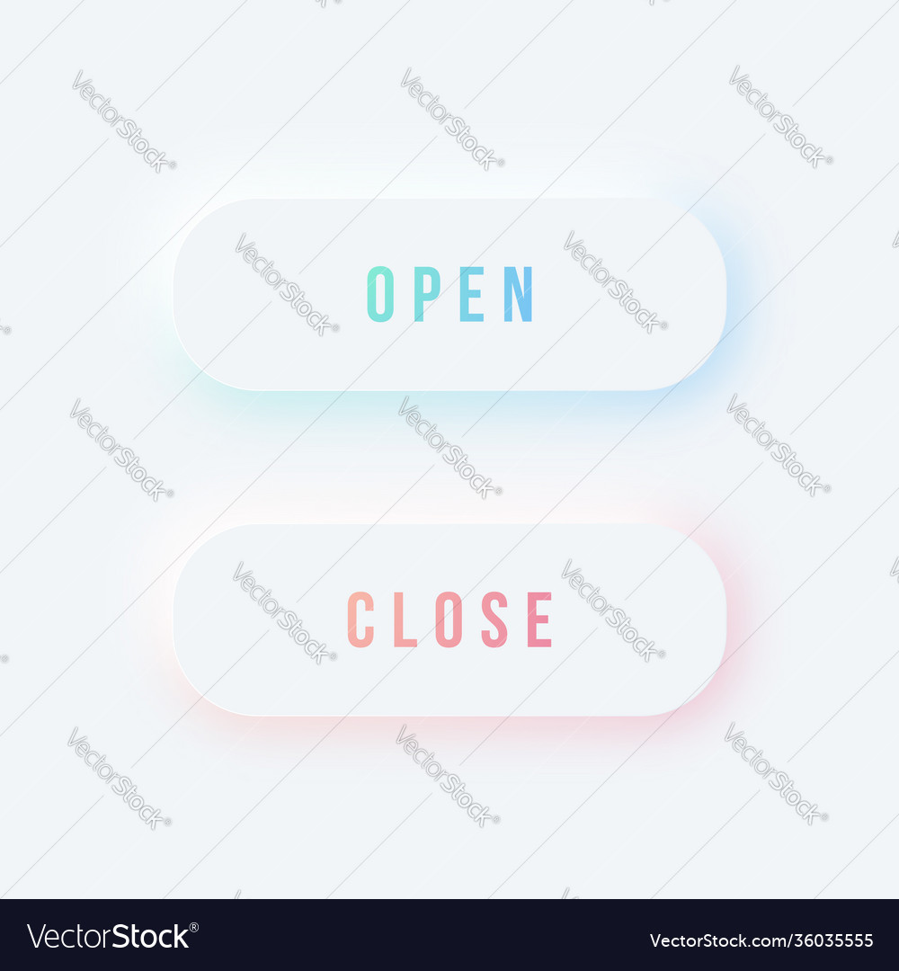 Neumorphism icons set rounded open and close