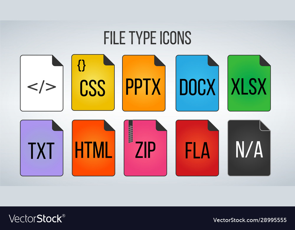 Set file formats icons isolated on white