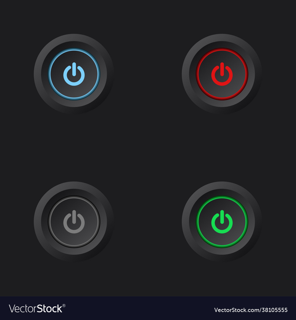Turn on off button - dark design Royalty Free Vector Image