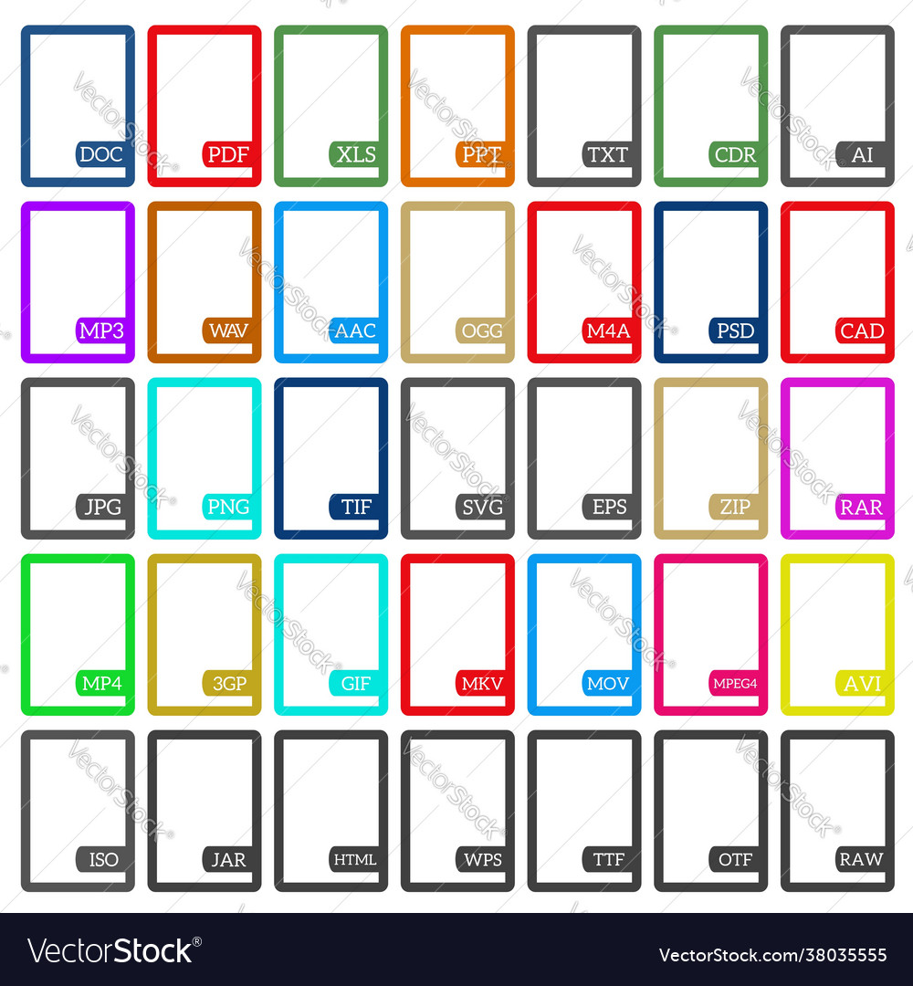 Various file format icons