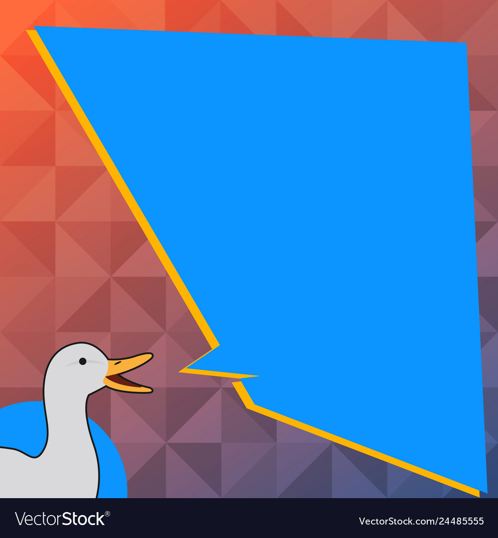 White duck talking with uneven shape speech bubble vector image White duck talking with uneven shape speech bubble