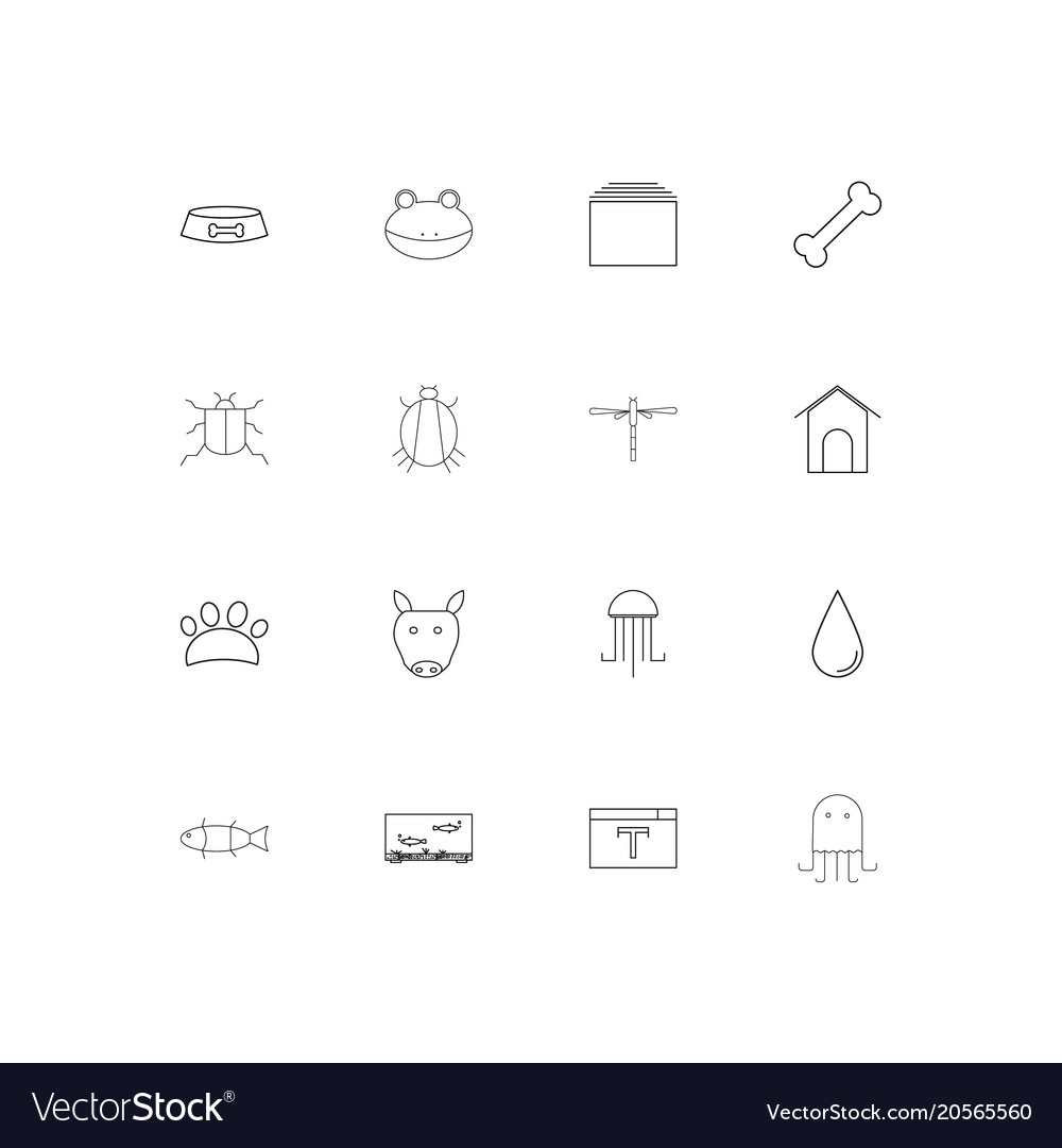 Animals simple linear icons set outlined