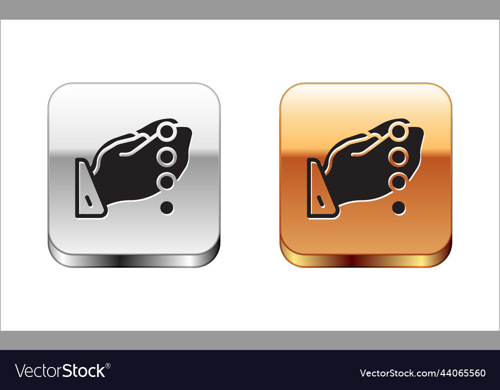 Black hands in praying position with rosary icon