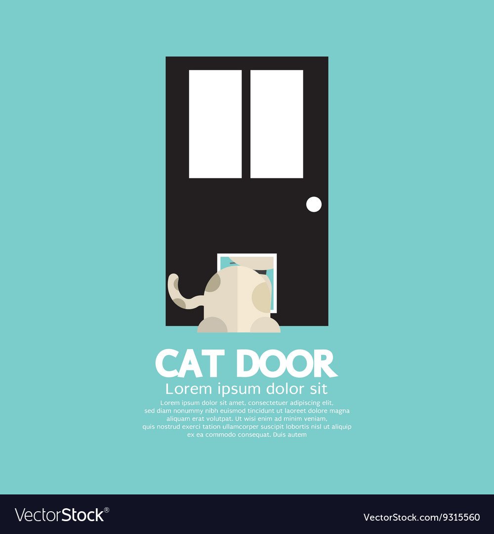 Cat passing through the door for