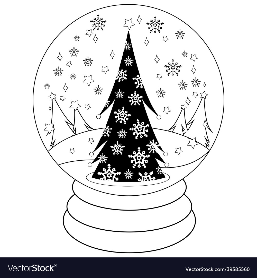 Christmas tree inside a snow globe Royalty Free Vector Image