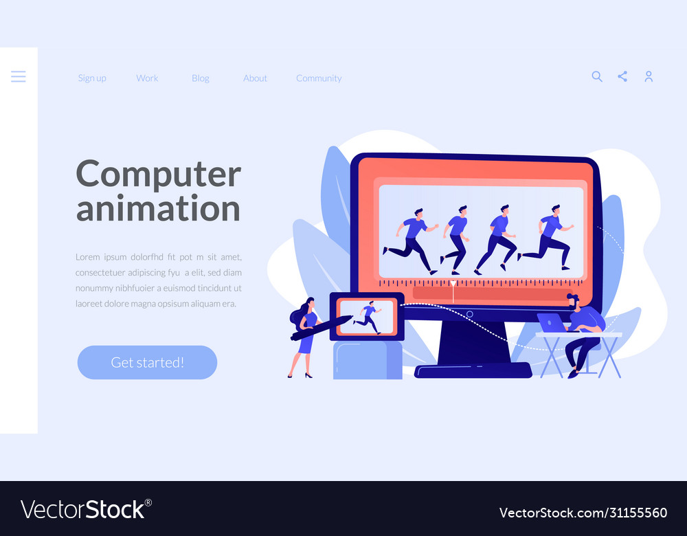 Computer animation concept landing page vector image Computer animation concept landing page