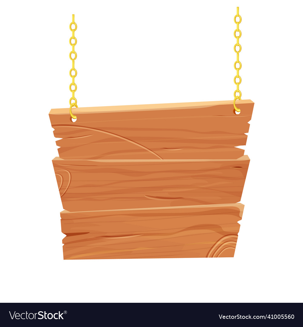 Hanging wooden frame with golden chain signboard Vector Image