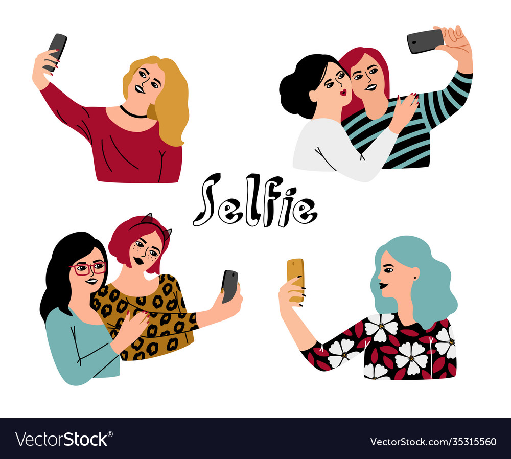 Happy Women Taking Selfies