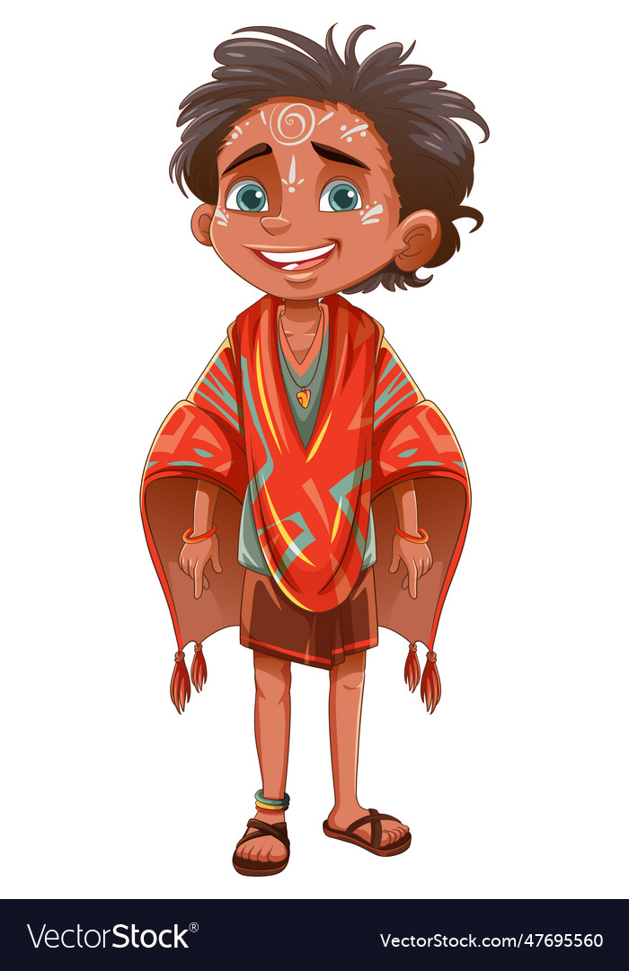 Indigenous Boy Cartoon Character Royalty Free Vector Image