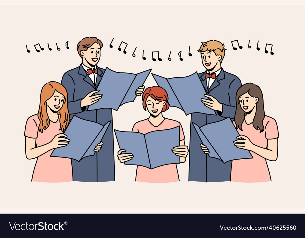 Music and singing in choir concept Royalty Free Vector Image