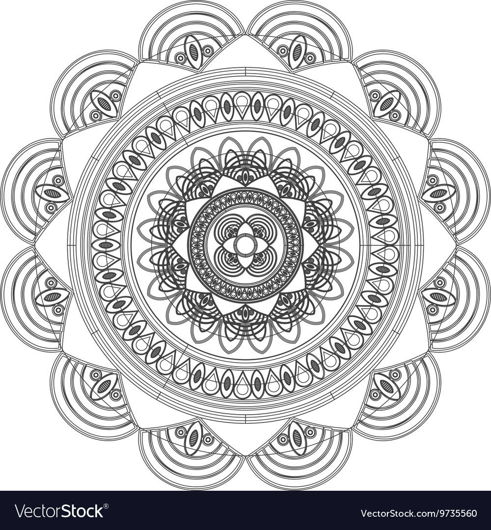 Round petali like decorative line mandala icon