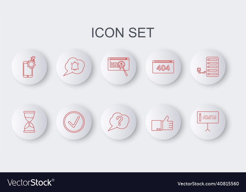 Set line information hourglass system bug vector image Set line information hourglass system bug
