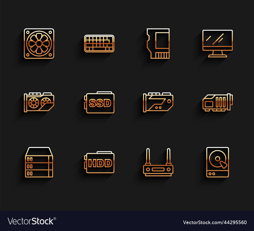 Setzen Sie Zeilenserver Daten Web Hosting Festplatte vector image Setzen Sie Zeilenserver Daten Web Hosting Festplatte