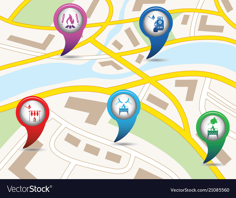 Set of tourism service map pointers