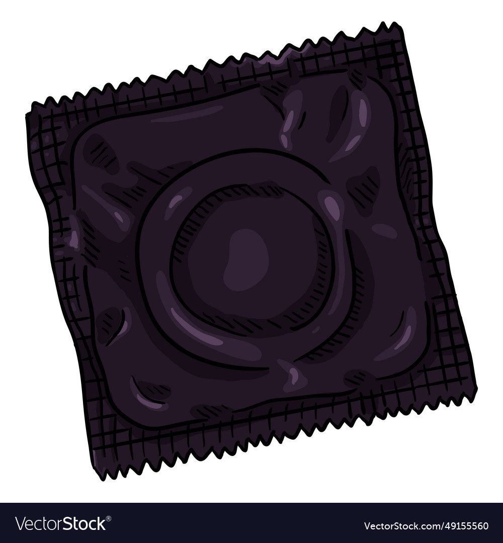 Single Cartoon Condom In Black Package Royalty Free Vector