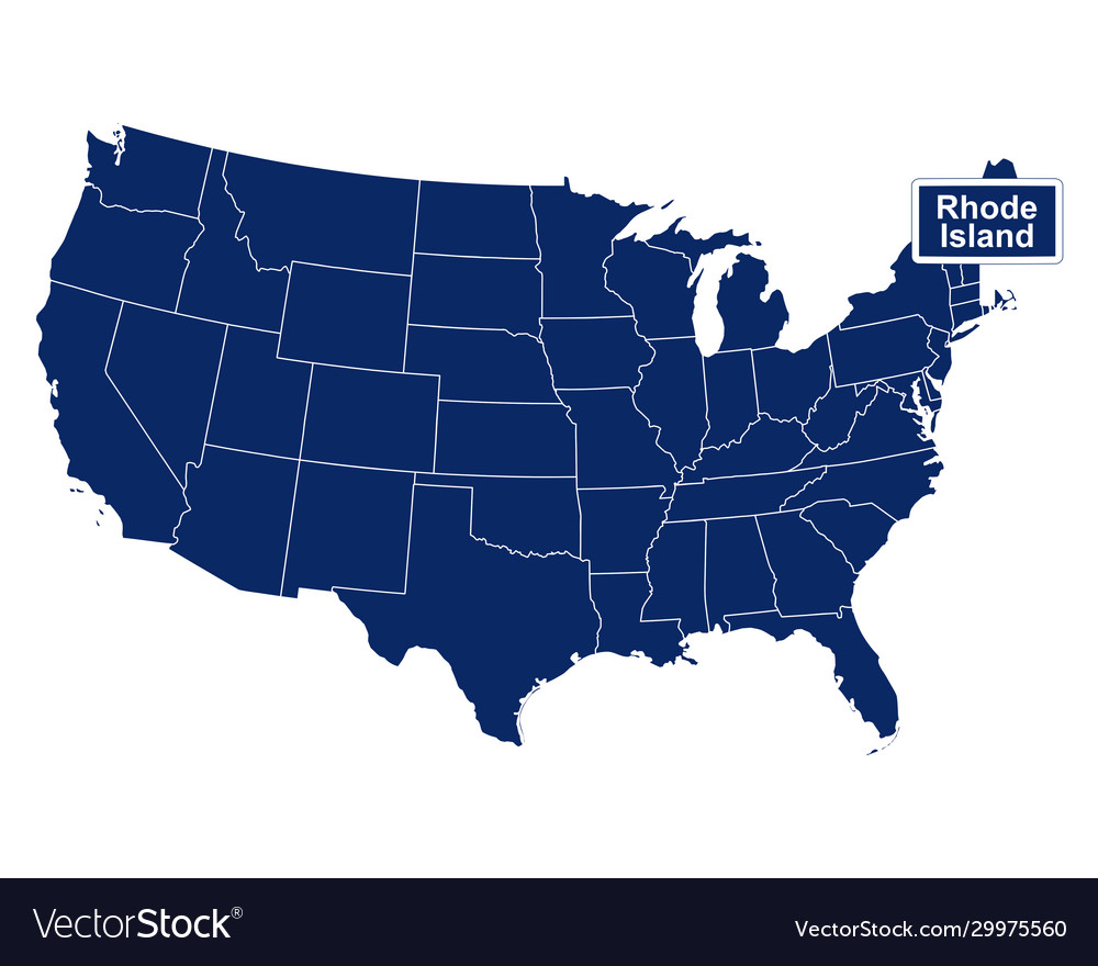 State rhode island with road sign