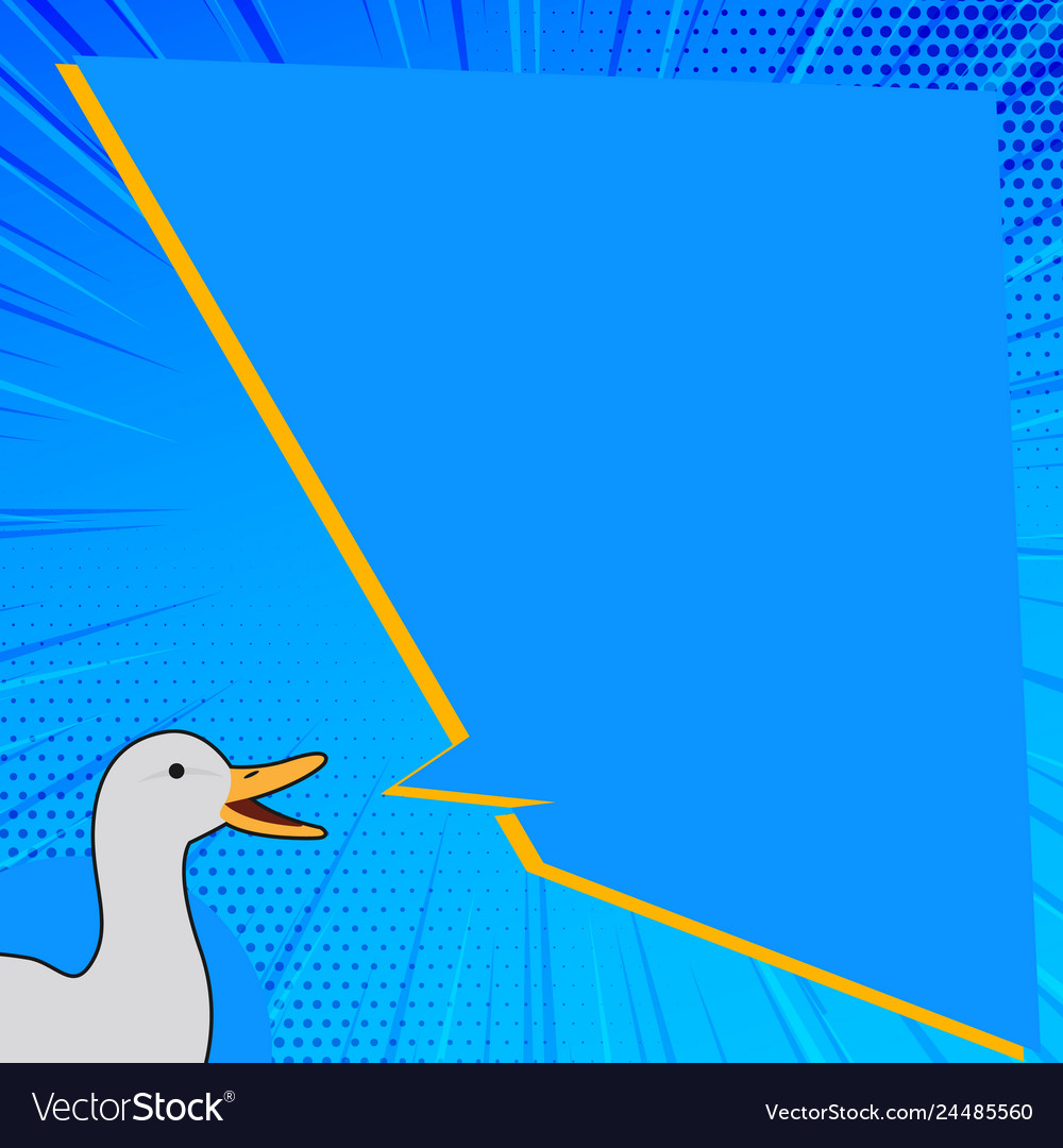 White duck talking with uneven shape speech bubble vector image White duck talking with uneven shape speech bubble