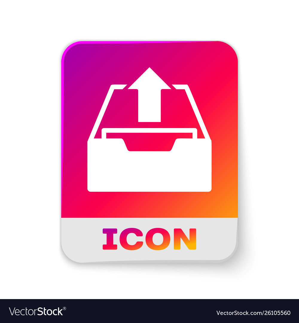 White Upload-Inbox-Symbol isoliert auf vector image White Upload-Inbox-Symbol isoliert auf