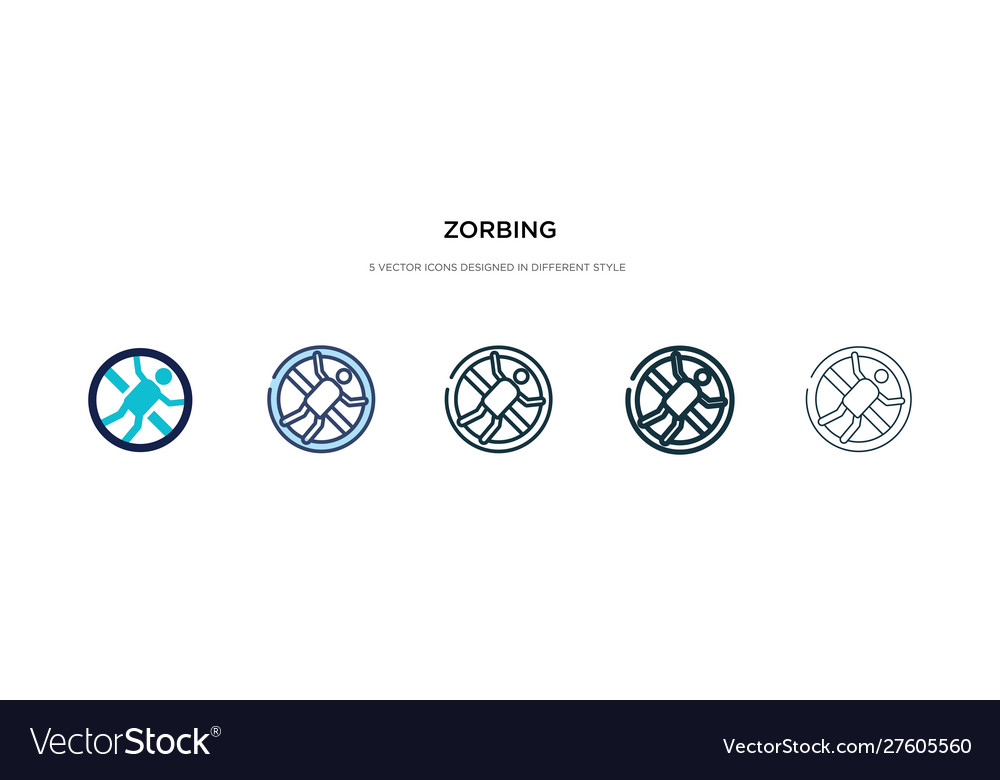 Zorbing icon in different style two colored vector image Zorbing icon in different style two colored
