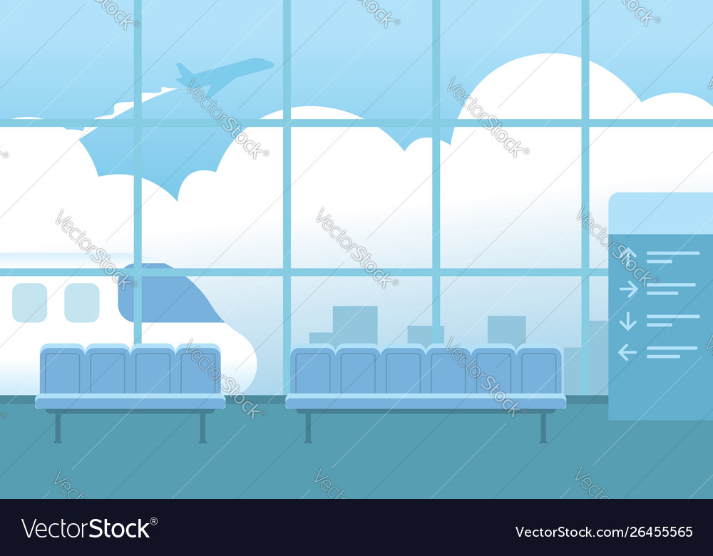 Airport interior waiting hall departure