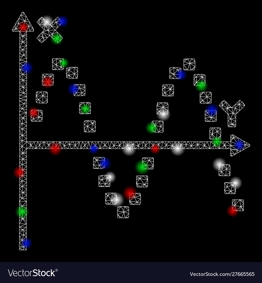 Bright mesh network sine plot with flare spots vector image Bright mesh network sine plot with flare spots