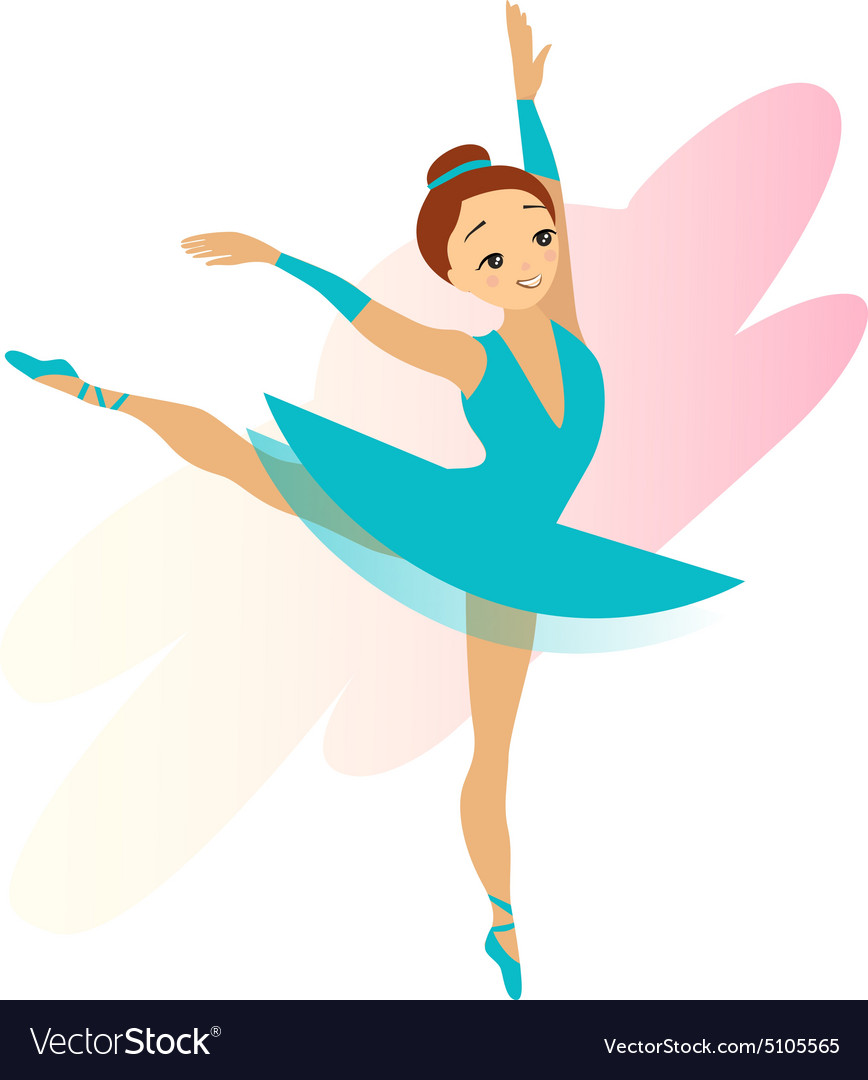 Cute cyan ballerina girl isolated on white Vector Image