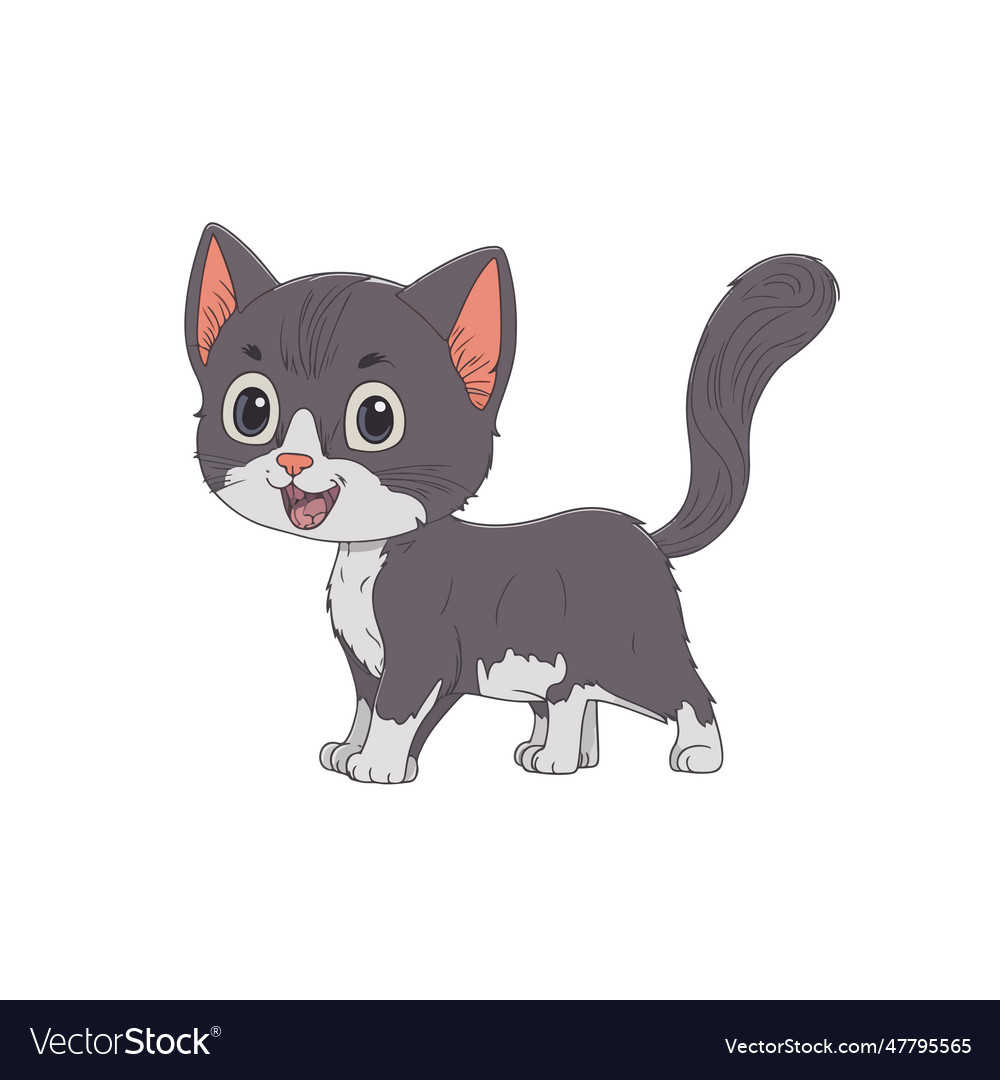 Cute Grey Cat Cartoon Royalty Free Vector Image