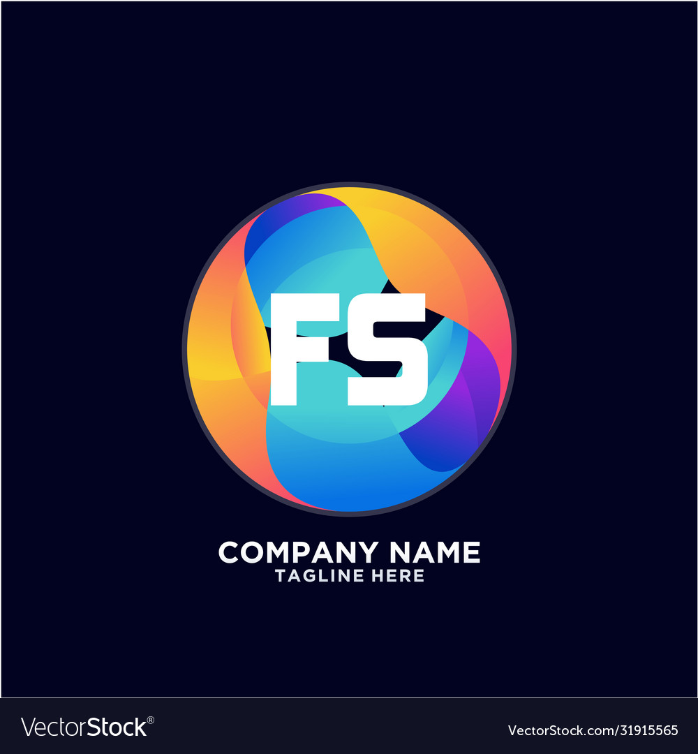 Fs initial logo with colorful circle template Vector Image