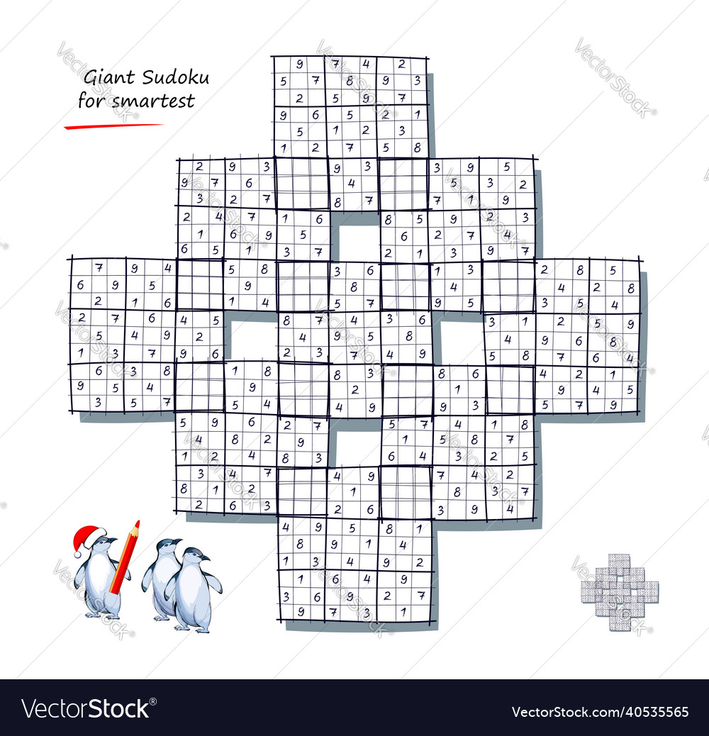 Giant sudoku for smartest logic puzzle big size vector image Giant sudoku for smartest logic puzzle big size