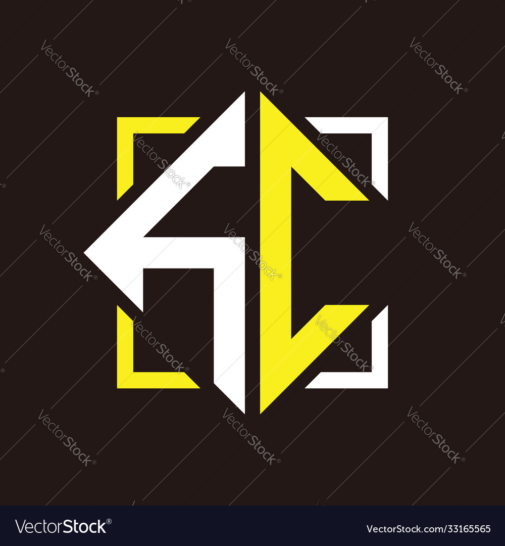 H c initials quadrangle monogram with square