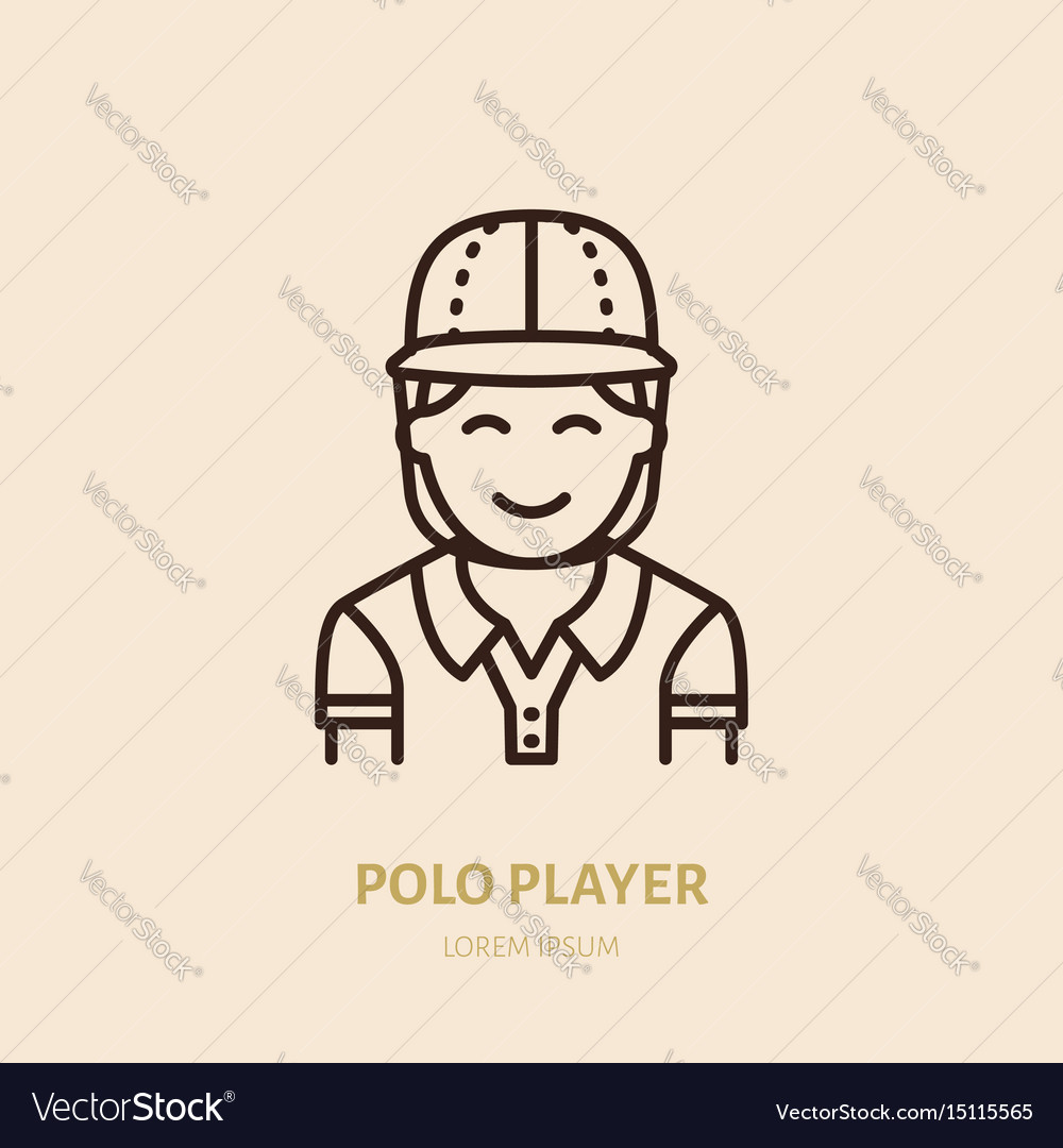 Horse polo player in shirt and helmet flat line