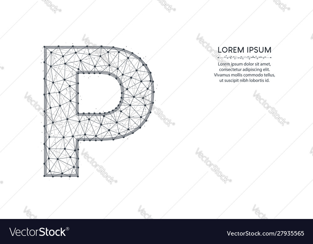 Letter p low poly design alphabet abstract vector image Letter p low poly design alphabet abstract
