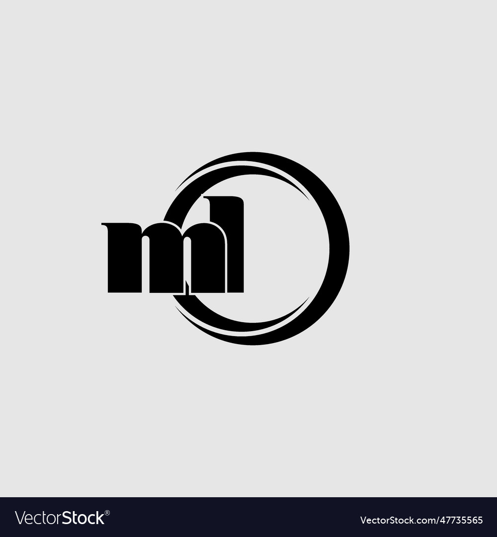 Letters ml simple circle linked line logo