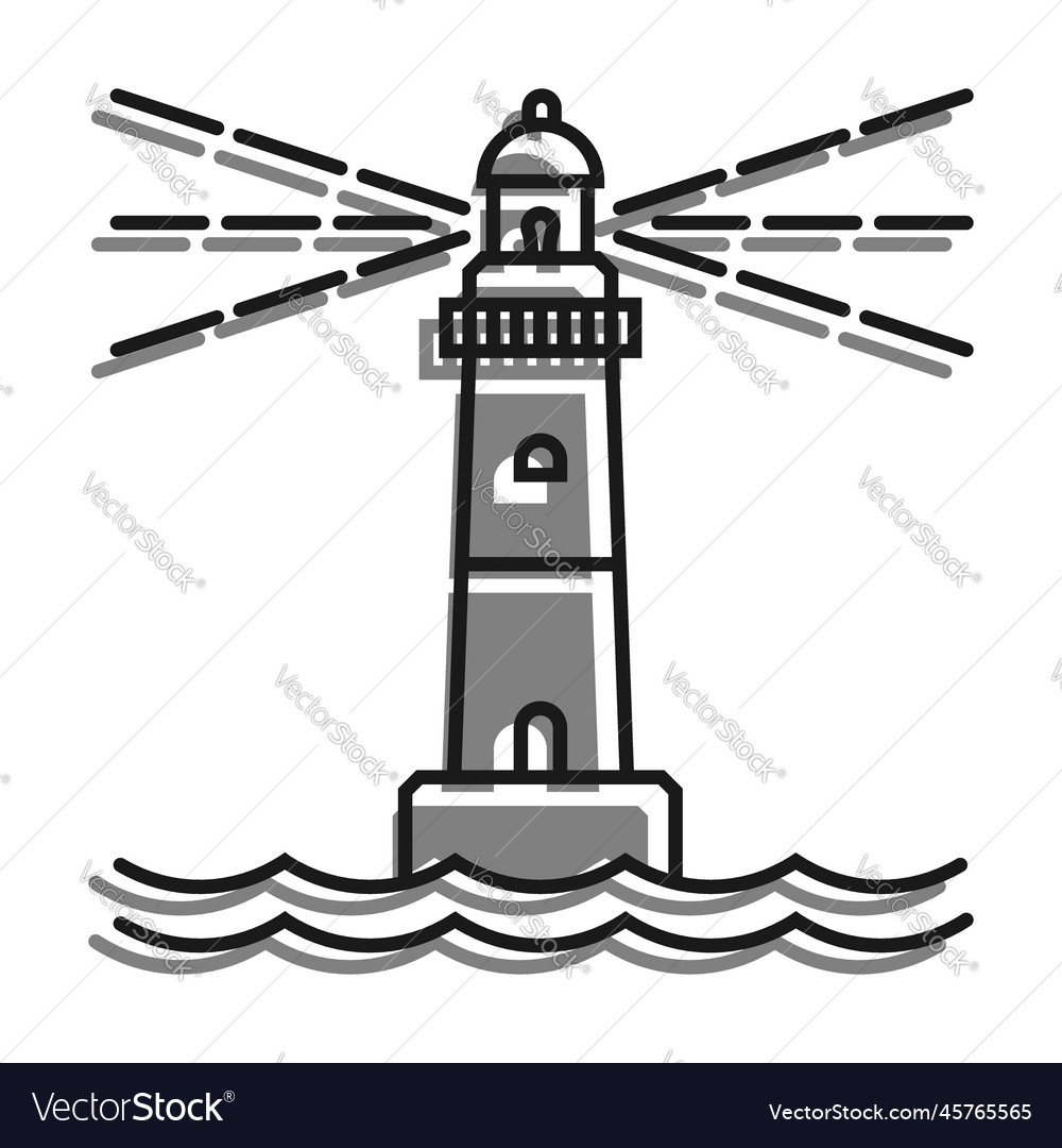 Marine coastal lighthouse safe route in shipping Vector Image