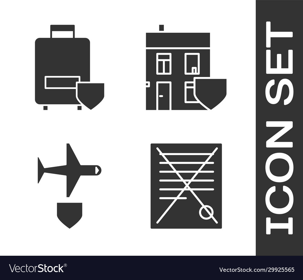 Set delete file document traveling baggage vector image Set delete file document traveling baggage